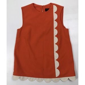 Victoria Beckham For Target Womens Size XS Scalloped Top Orange Cream Sleeveless